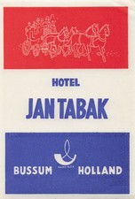 Hotel Jan Tabak Bussum Holland Netherlands Vintage Luggage Label