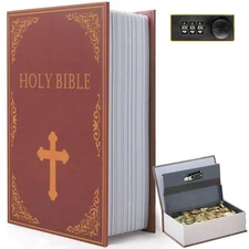 Book Safe Box with Combination Lock, Diversion Safe Vintage Faux Book Hidden ...