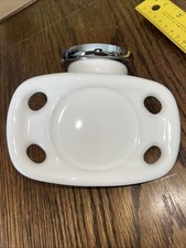 Gatco Soap Toothbrush Holder White Porcelain  Chrome Brass Vintage 90  s