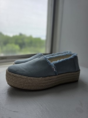 Women's Shoes TOMS VALENCIA Slip On Platform Espadrilles 10019798 LIGHT BLUE
