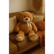 HUGFUN INTERNATIONAL XL Tan Teddy Bear Plush 34" Stuffed Toy Smile Hong Kong