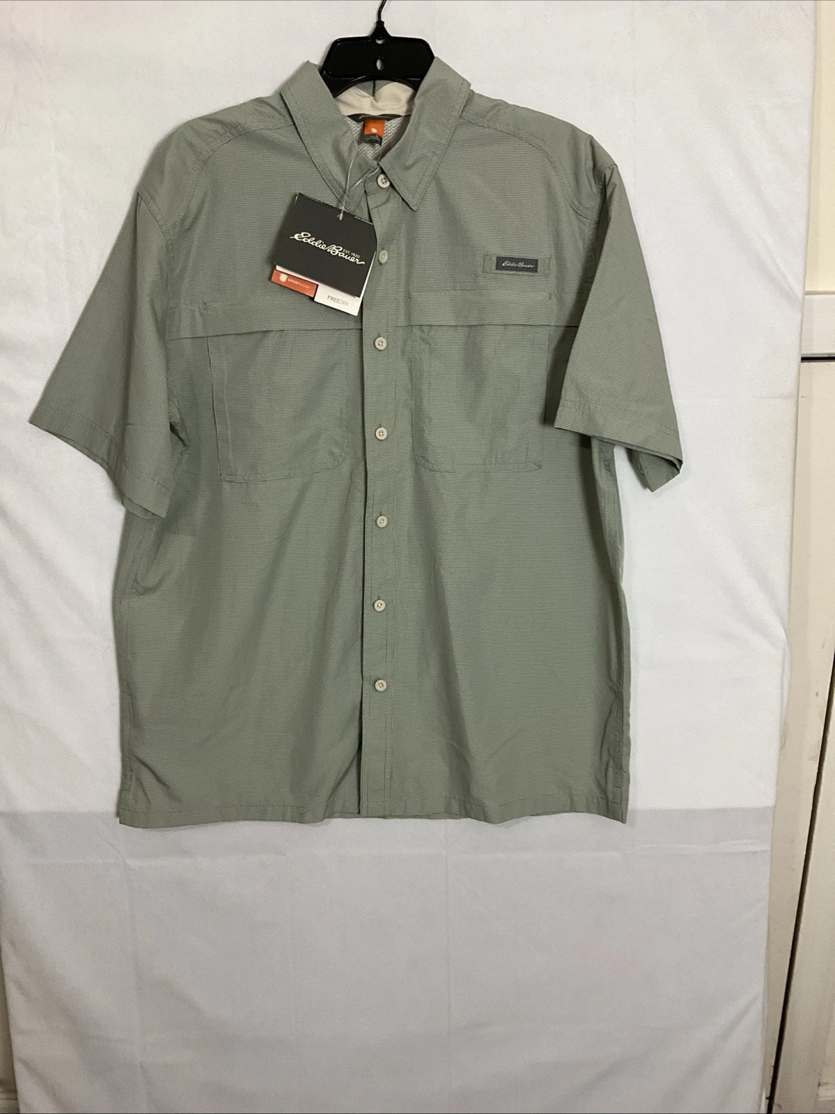 Eddie Bauer Ripstop Guide Button Up Shirt Men’s L Green Outdoor Camping