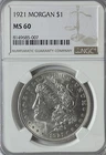 1921 $1 Morgan Silver Dollar MS60 NGC Uncirculated Philadelphia
