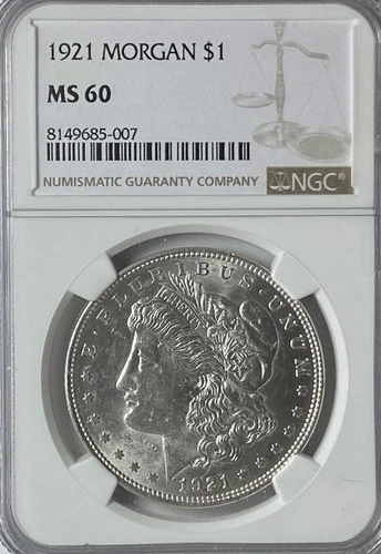 1921 $1 Morgan Silver Dollar MS60 NGC Uncirculated Philadelphia