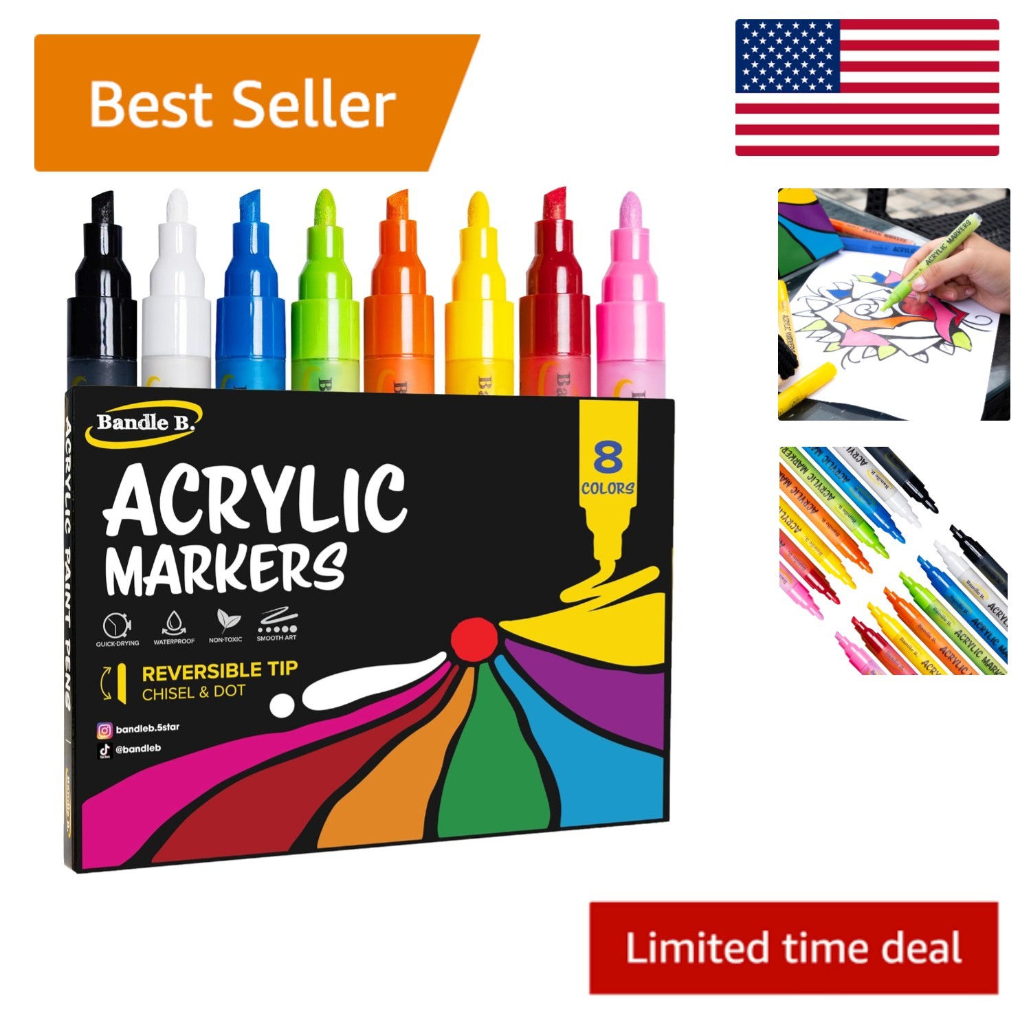 Set Of 8 - Waterproof, Non-toxic Art Pens For All Surfaces