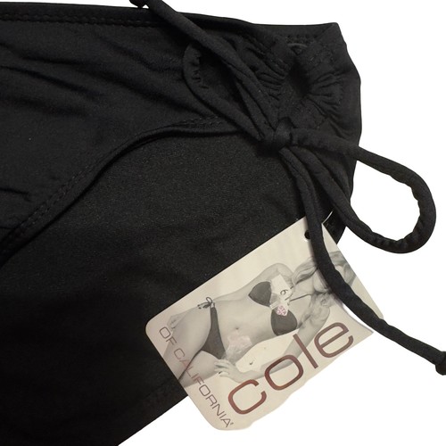 Parte inferior de bikini Cole of California para mujer mediana negra corbata lateral natación acanalada nueva - Imagen 4 de 9