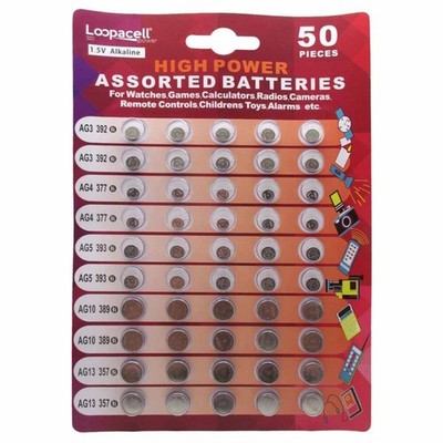 High Power Super Alkaline Button Cell Assorted 1.5V Battery AG3/LR41 AG4/LR62...