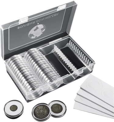 MUDOR 41 Mm Coin Holder, 60 Pieces Silver Dollar Capsules with Foam Gasket, Prof