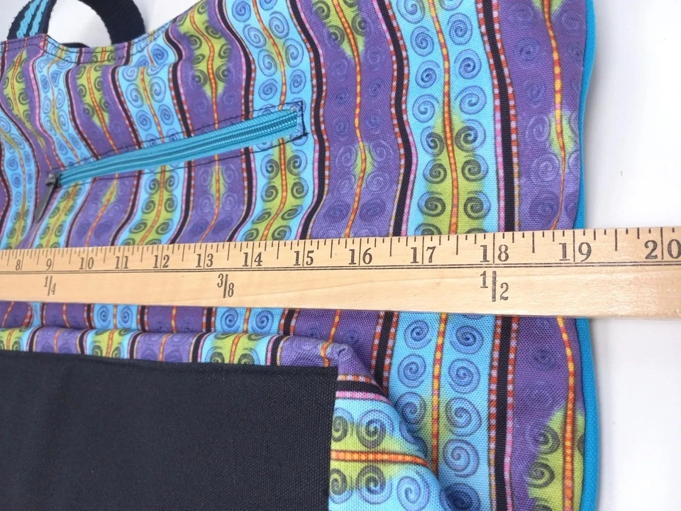 Large Cat Tote Purse Laurel Burch Shoulder Zippered Pocket Cotton 15"x19"x6" - Image 4 of 4