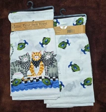  Cat Flour Sack Towel Kay Dee Fish Market Pattern NWT