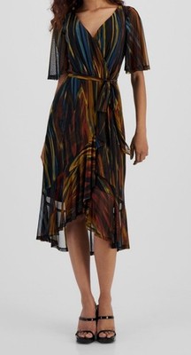 Connected Apparel Women's Black Ruffle-Trim Dress Petite Size 10P