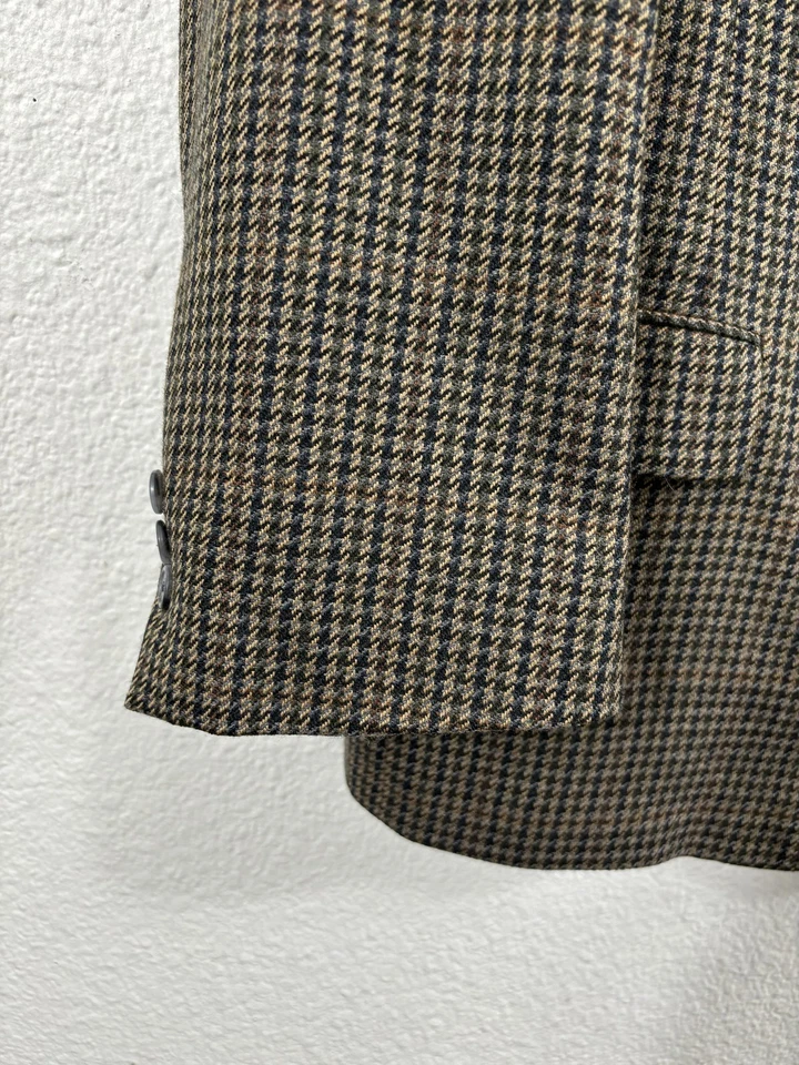 Blazer vintage Orvis para hombre 44S marrón pata de gallo lana abrigo deportivo dos botones Foto 4 de 4