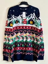 Christmas Jumper F&F Sweater Merry Xmas Nordic Alps Ski Fairl isle XXL 2XL NEW!