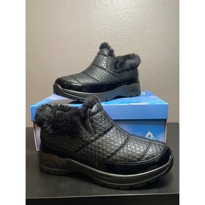 Easy Street Easy Dry Black Waterproof Winter Boots Faux Fur Ankle Bootie 6W`