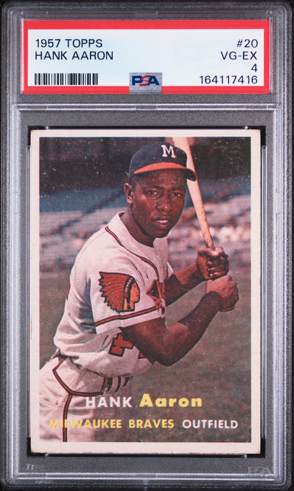 1957 TOPPS #20 HANK AARON PSA 4 view 1