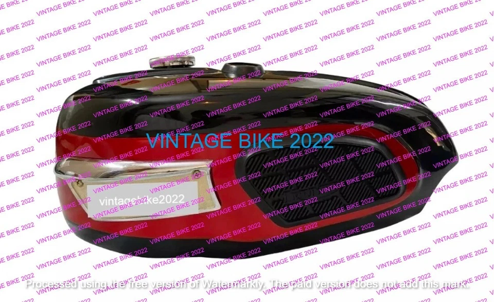 Tanque de combustible Triumph Trophy TR25W acero negro cereza 250CC 1969-71 + insignia/apto para Foto 2 de 4