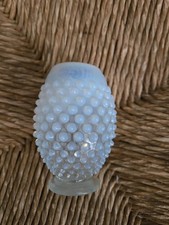 Vintage Small White Fenton Opalescent Hobnail Glass Vase