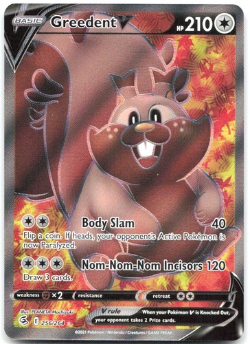 Greedent V (Full Art) 256/264 Pokemon SWSH08: Fusion Strike Holo Ultra Rare NM