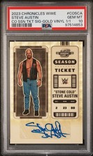 2023 Contenders Optic Steve Austin #CO-SCA SSN Ticket Auto Gold Vinyl 1/1 PSA 10