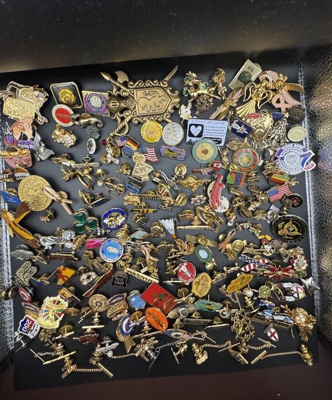 Estate Huge Lot Of 200 Vintage Lapel Pins/Avon/awarded Many More