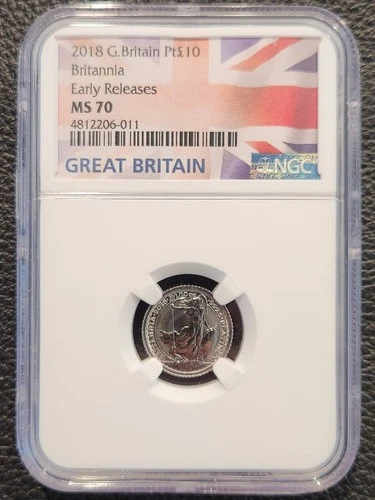 2018 Great Britain 10 Pound Platinum Britannia Early Releases MS70 NGC *TOP POP*