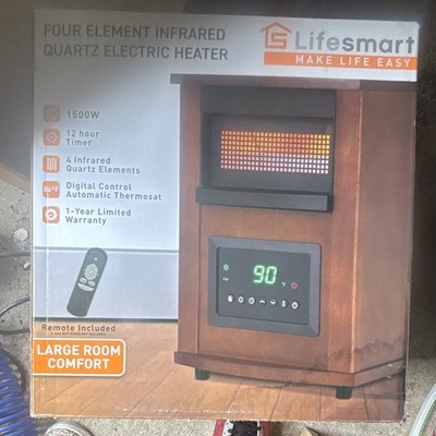Lifesmart Four Element Infrared Quartz Electric Heater 1500W Remote Brown