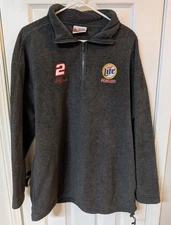 Vintage Chase Authentics Rusty Wallace 1/4 Zip Gray Fleece Pullover Sz L  NASCAR