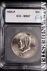1995-P Kennedy Half Dollar- ICG-MS67 Gem Brilliant Uncirculated Luster #SLM286