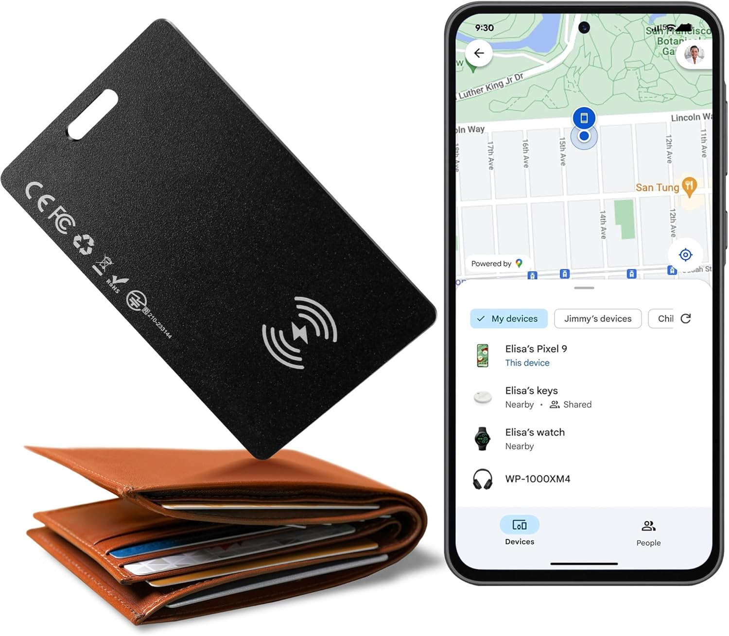 Rechargeable Wallet Tracker Card for Android - Thin Lightweight Air Tag Finder-image