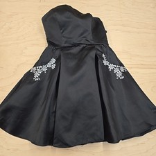 Black Mini Prom Dress Floral Applique Beaded Mini Dress Prom Special Occasion