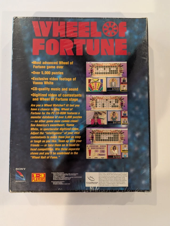 Vintage PC 1993 Wheel of Fortune Big Box PC Game Windows 3.1 - Image 2 of 4