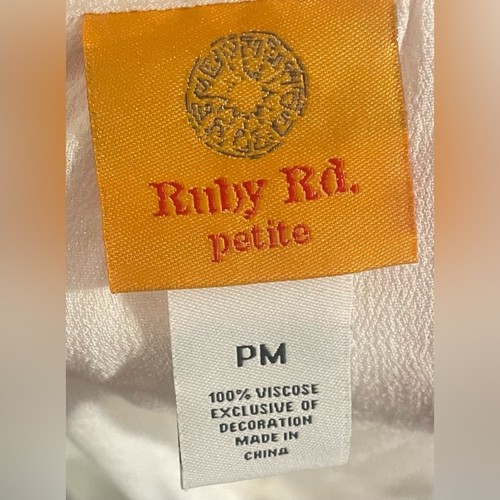 Ruby Rd.- weiße bestickte Bluse mit blauen und orangefarbenen Akzenten Gr. PM - Bild 4 von 6