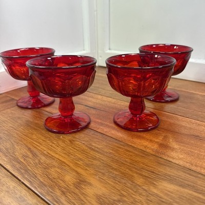 Noritake Provincial Ember Red Pressed Panels Champagne Sherbet Lot 4