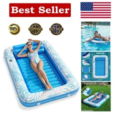 Spacious Vinyl Sunbathing Pool Float - Pillow & Air Cushion for Relaxation