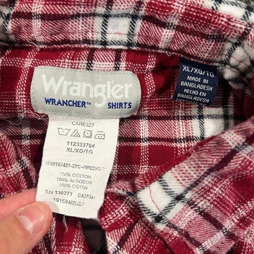 Wrangler Pearl Snap Western Shirt XL Red Plaid Short Sleeve Rodeo Cowboy - Picture 7 of 10