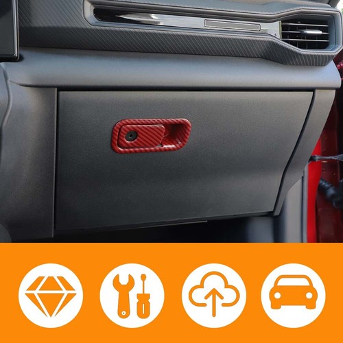 Red Carbon Fiber Co-pilot Storage Box Armrest Handle Trim for Ford Mustang 2024+ - Picture 5 of 19