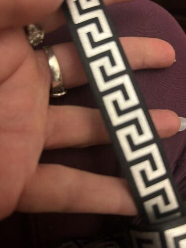 Versace 1 metro nastro nero con argento design chiave greca metallizzata larghezza 17 mm - Foto 4 di 4