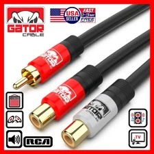1 RCA Male To 2 RCA Female Splitter Audio Y RCA Adapter Cable Stereo Subwoofer