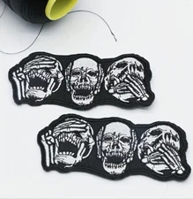 Skeleton Skull Bones Logo Embroidered Iron On Patch For Jackets Vests Denim 1pc