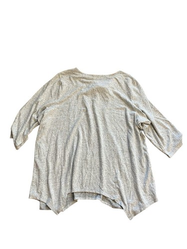 Size 3XL EMILY DANIELS Top~Heathered Gray~3/4 Sleeves~Uneven Hem~NWT - Picture 2 of 6