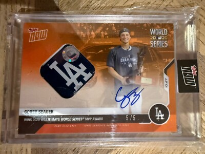 2020 Topps Now 483C Orange Corey Seager #5/5 Auto Game Used Base Relic WS MVP