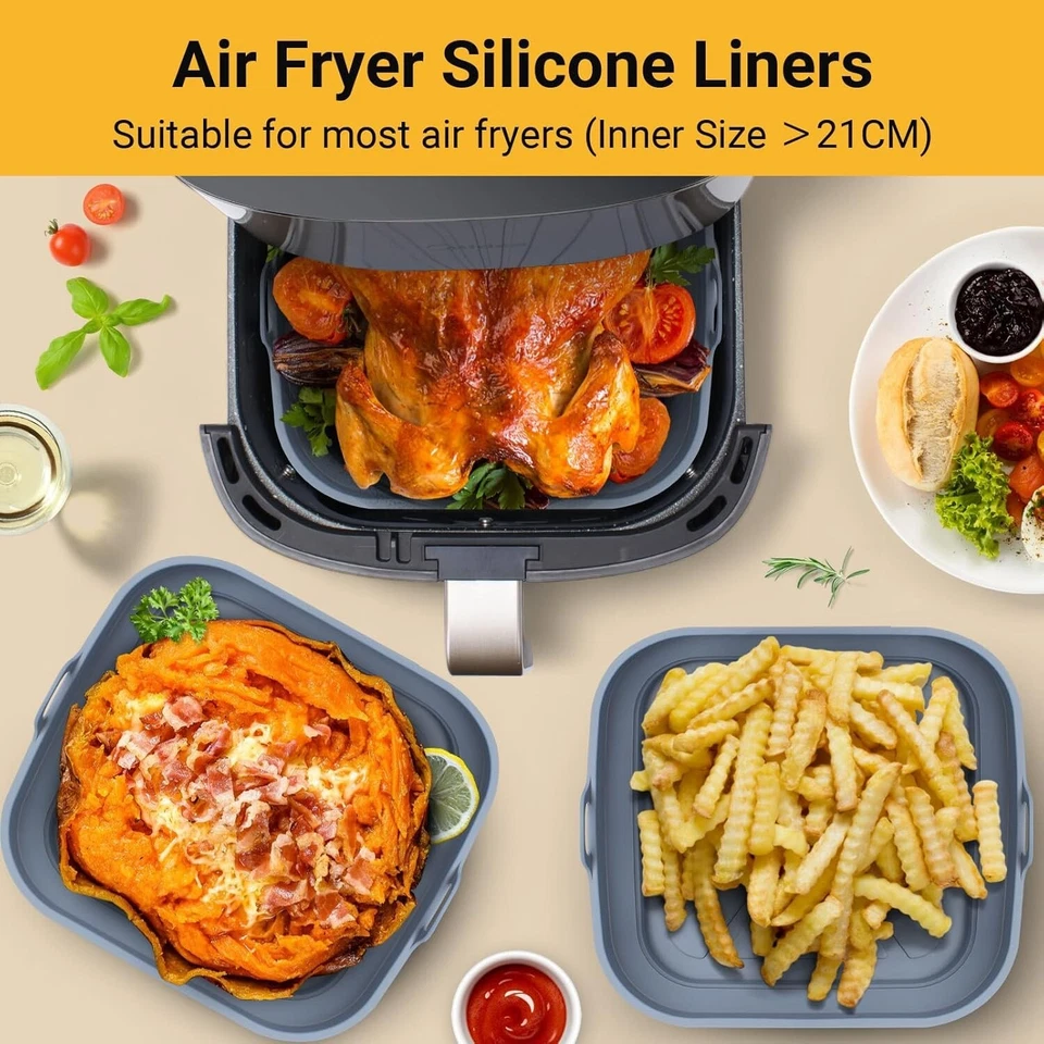 3er Set Silikonformen für Heißluftfritteuse | Faltbar & wiederverwendbar | - Bild 2 von 4