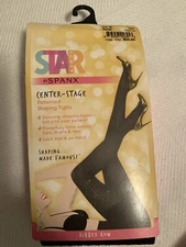 SPANX Star Power Center Stage Patterned Shaping Tights Size E Ribbed Row  -NEW