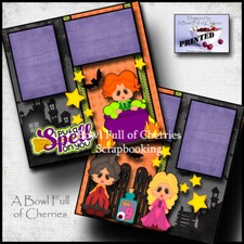 HOCUS POCUS halloween witches 2 premade scrapbook pages paper BFOC CHERRY 0101