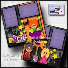 HOCUS POCUS halloween witches 2 premade scrapbook pages paper BFOC CHERRY 0101 