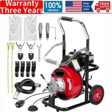 Electric Drain Auger Cleaner 75 Ft X 1/2 Inch  1" to 4" Pipe Portable Electric