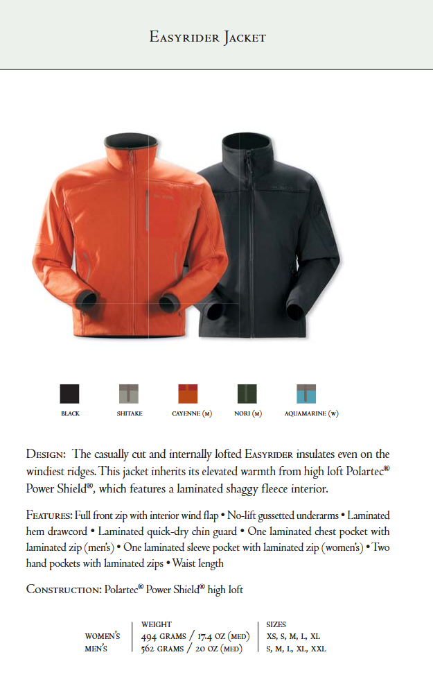 Arc'teryx Giacca Easyrider Uomo (2007 Made in Canada) XL Nero