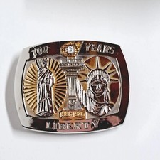 NY Statue Of Liberty 100 Years Liberty 1886-1986 Belt Buckle Silver Gold Tone