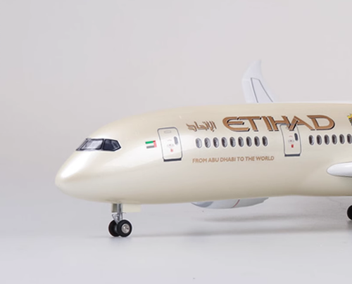 1:130 43CM ETIHAD BOEING 787 avión de pasajeros tren de aterrizaje modelo de avión de resina - Imagen 9 de 14