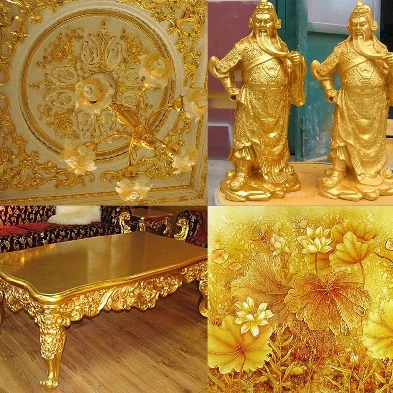 100 Hojas Oro Plata Cobre Lámina Papel Hoja Dorado Arte Artesanía Metálico Hágalo Usted Mismo